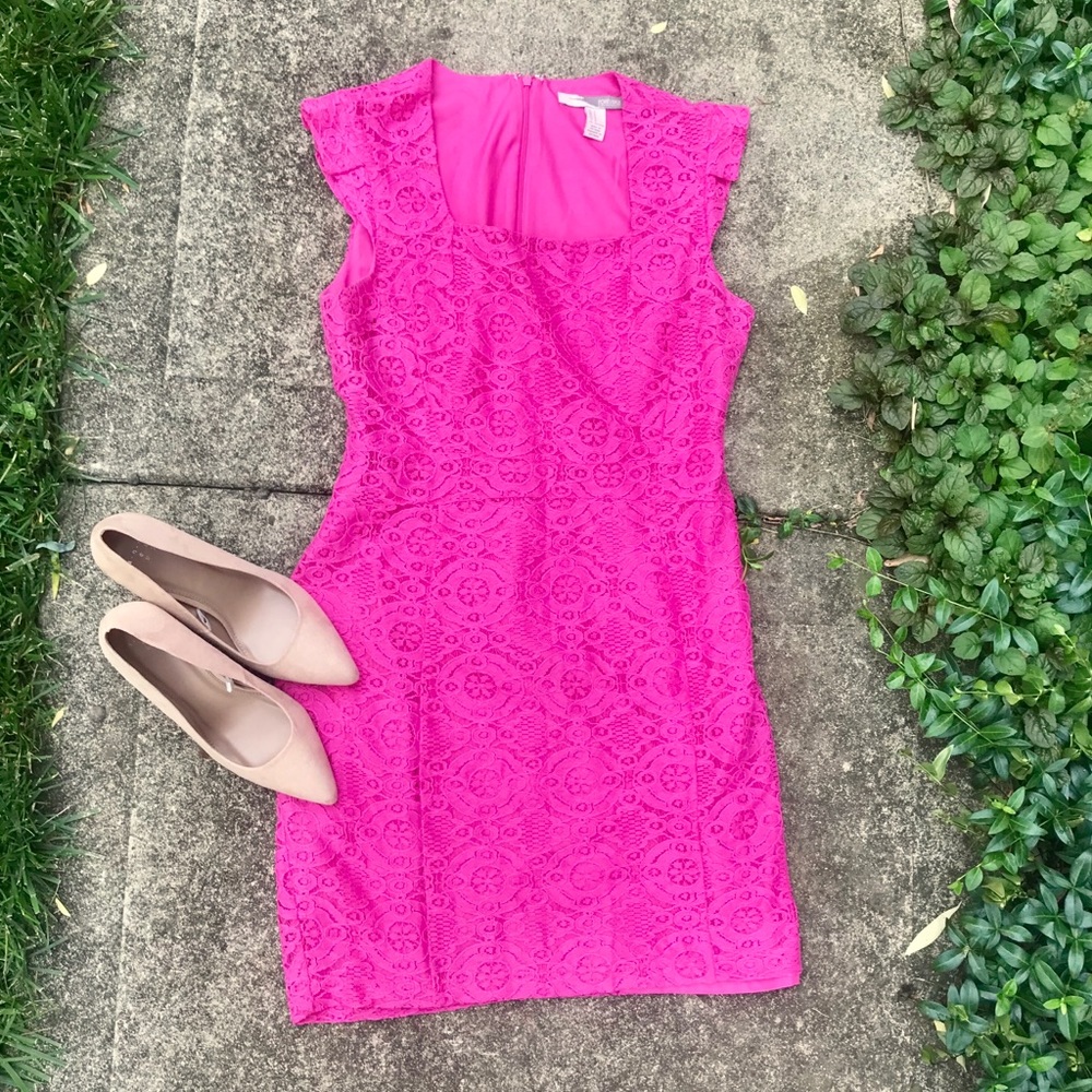 Pink Lace Formal Dress • Lined • Medium